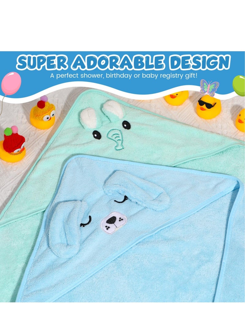Baby Hooded Towel, 2 Pcs 32 x 32 in Coral Fleece Hooded Towel Infant Towels Absorbent Soft Bath Towel Baby with Bear Ear for Newborn Toddler Infant Baby Shower Stuff Gift (Blue, Green) - Image 5